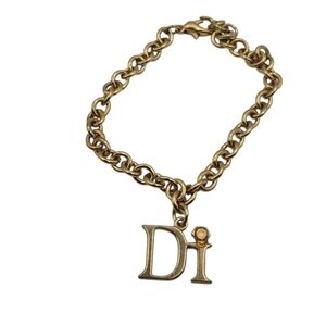 Diamonds International Gold Tone Chain Charm Bracelet & Charm Yellow Stone